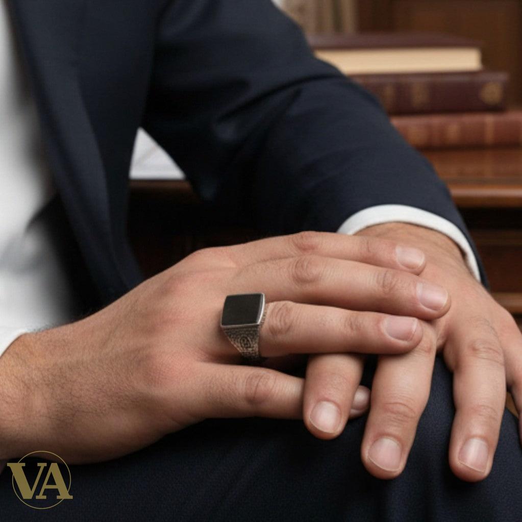 Bague homme argent 925 – Nacre naturelle