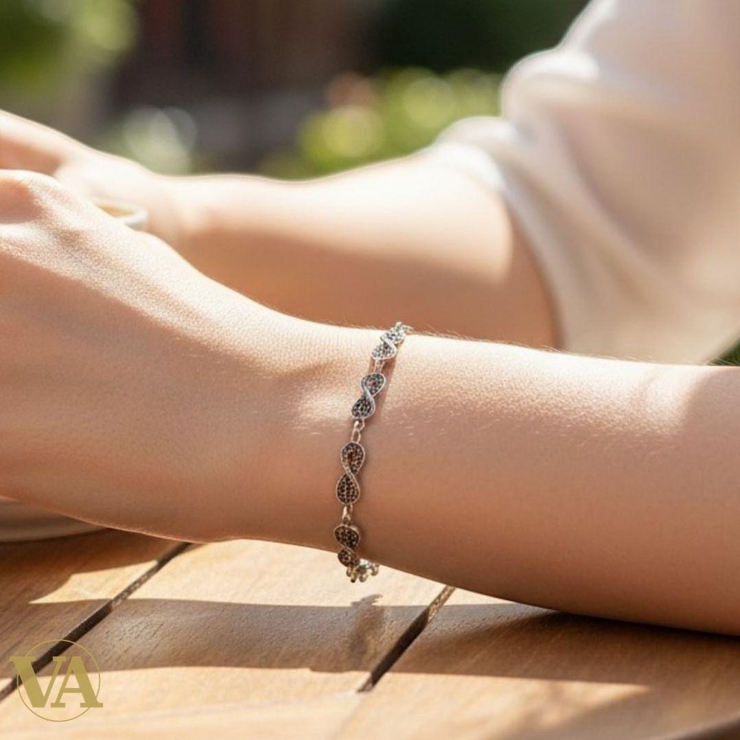 Bracelet Femme Argent 925 Infini Marcassite Vintage | Bijoux Vindicta