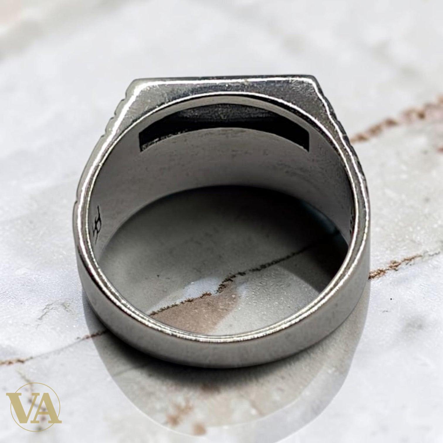 Chevalière Homme Argent 925 Onyx Noir et Marcassite | Bijoux Vindicta