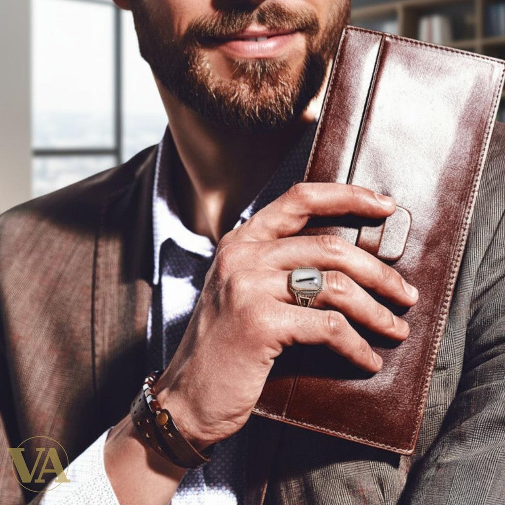 Bague Homme Argent 925 – Agate dendritique rectangulaire