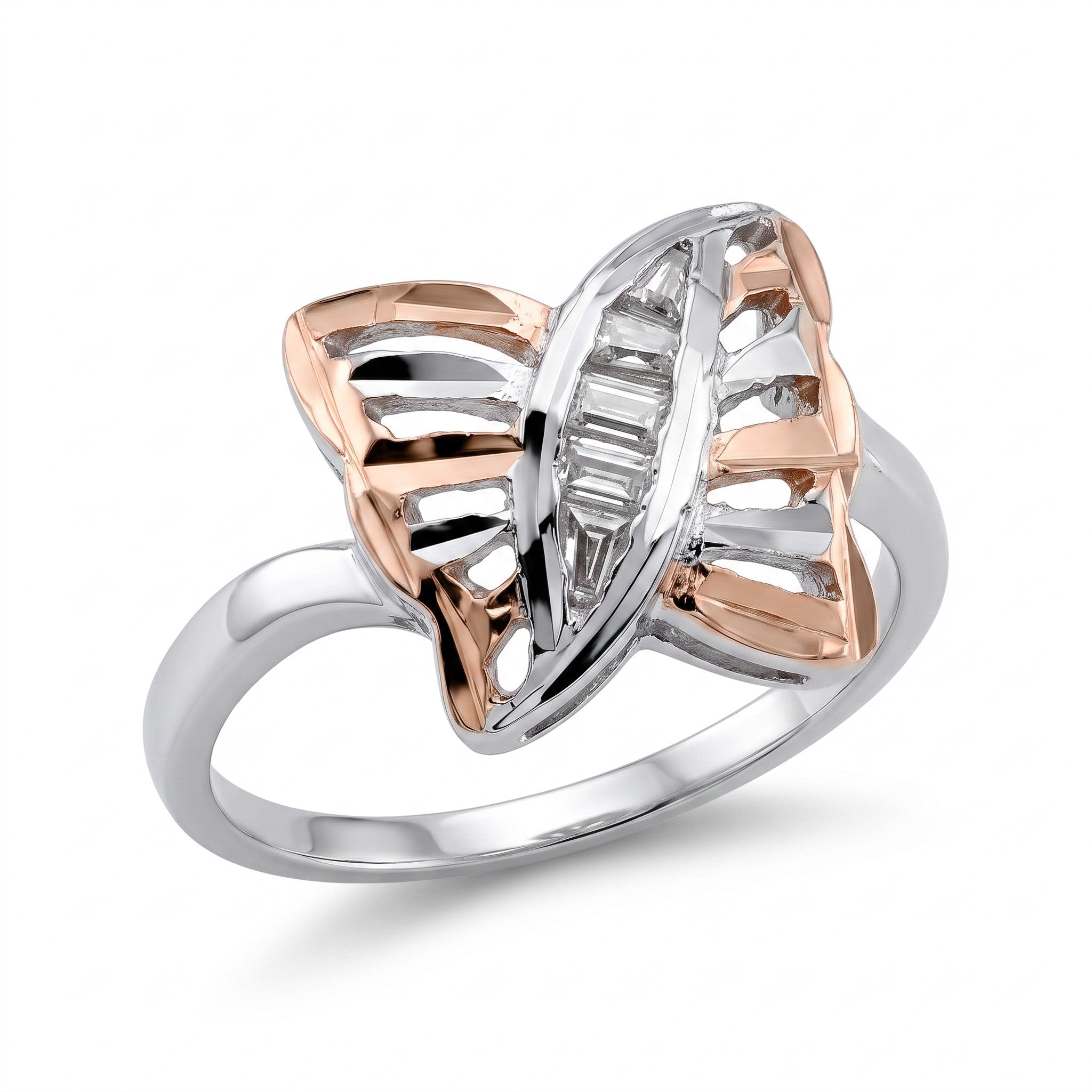 Bague femme argent 925 papillon ajouré argent fond noir