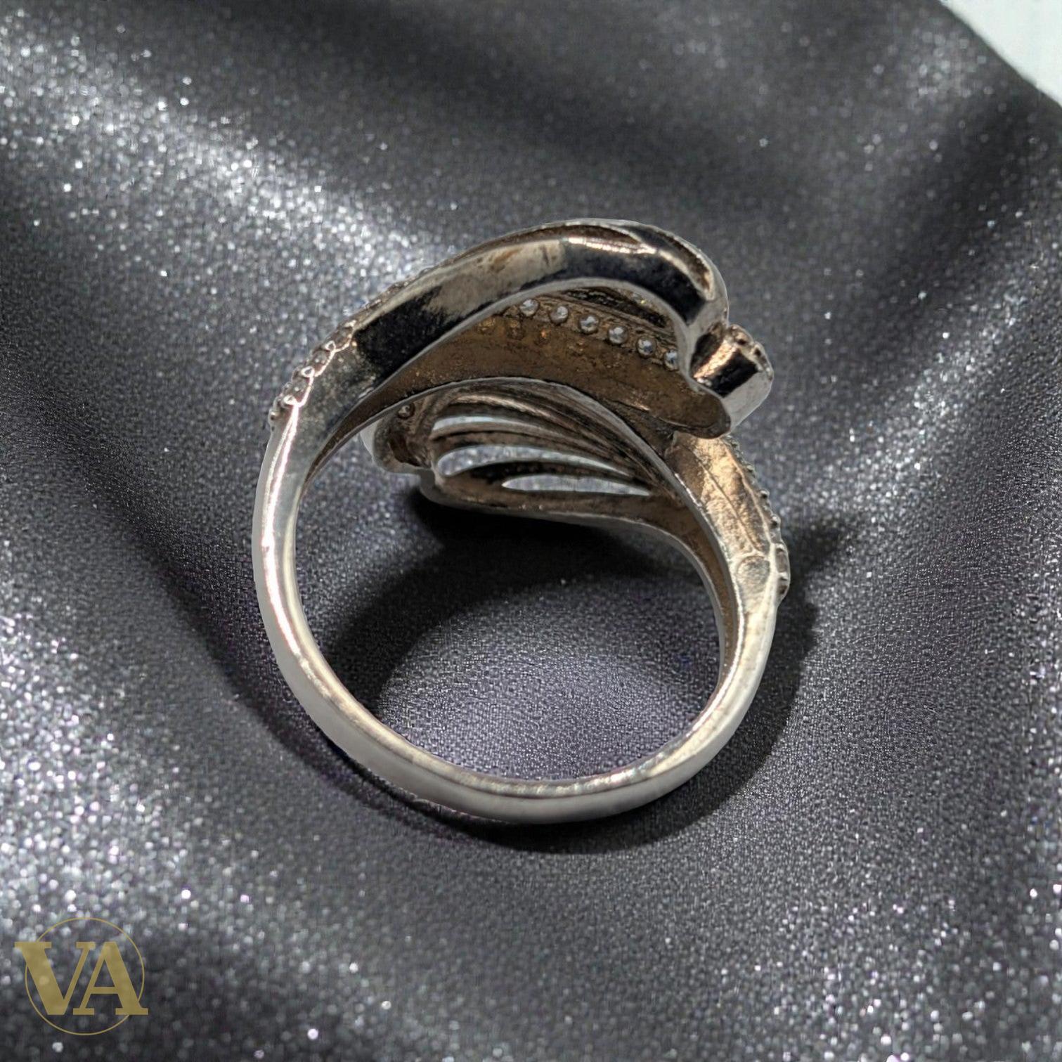 Bague femme Argent 925 Massif Zirconium Design Enroulé