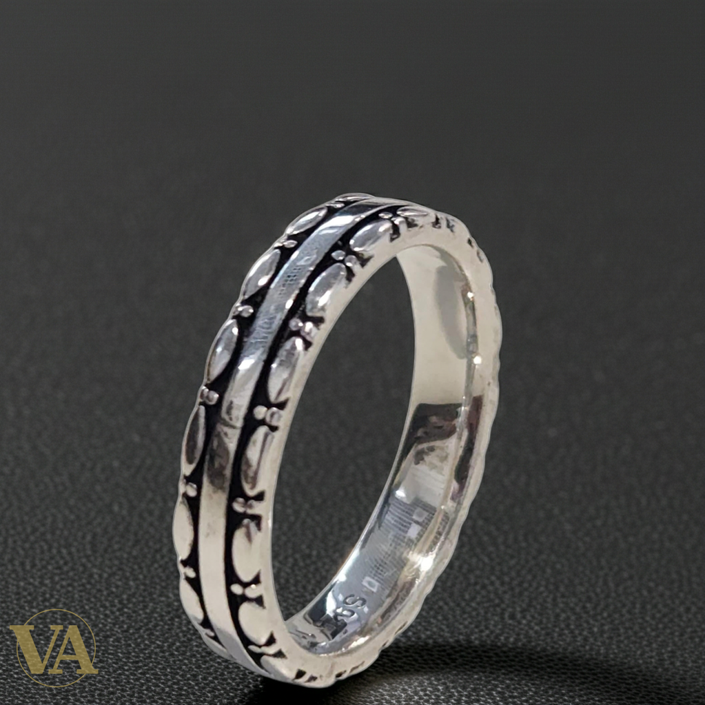Anneau Homme Argent 925 – Motif Relief Classique-Vindicta : Bijoux Argent 925 Massif, Luxe et Héritage