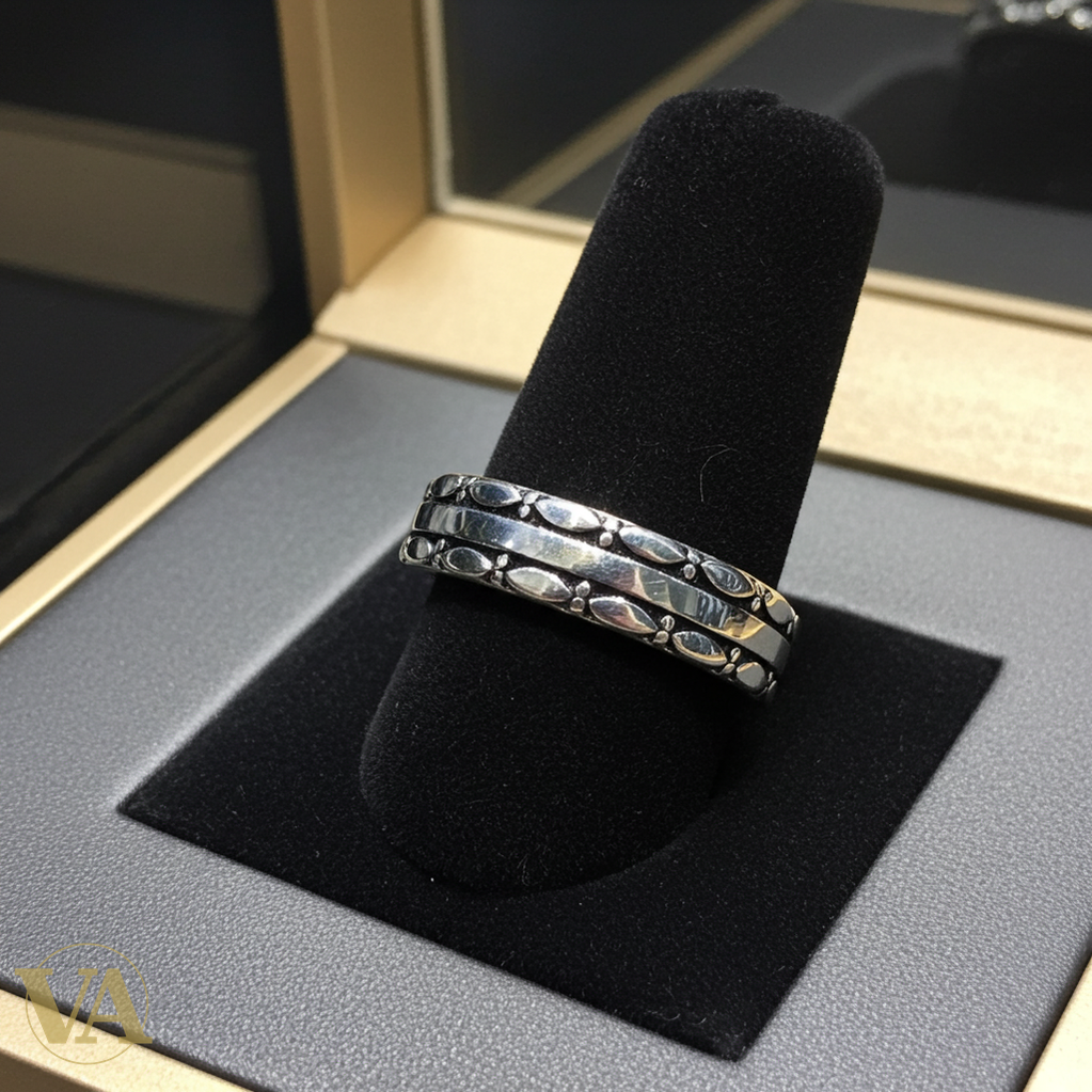 Anneau Homme Argent 925 – Motif Relief Classique-Vindicta : Bijoux Argent 925 Massif, Luxe et Héritage