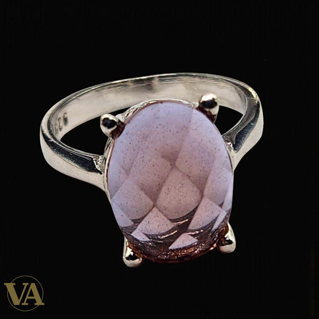 Bague femme en argent 925 avec pierre sultanite ovale – Élégance unique