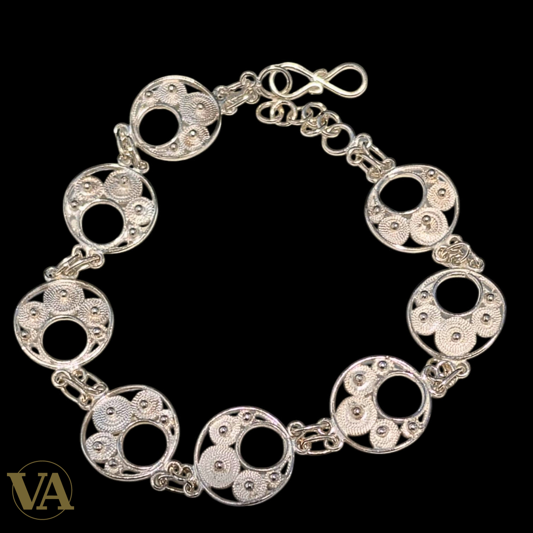 Bracelet Femme Argent 925 Massif – Cercles Filigranes Artisanaux