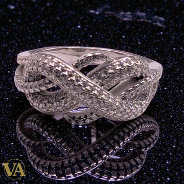 Bague Femme Argent 925 Infini Oxydes de Zirconium - Design Tressé
