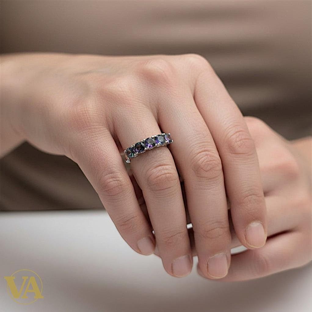 Bague femme Argent 925 Massif Topaze Mystique Multi-Pierres