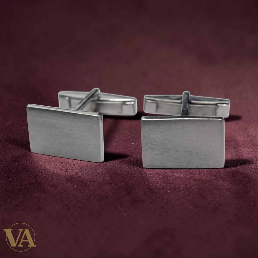 Boutons de manchette homme argent 925 rectangulaires brossés - Argent 925 - Vindicta