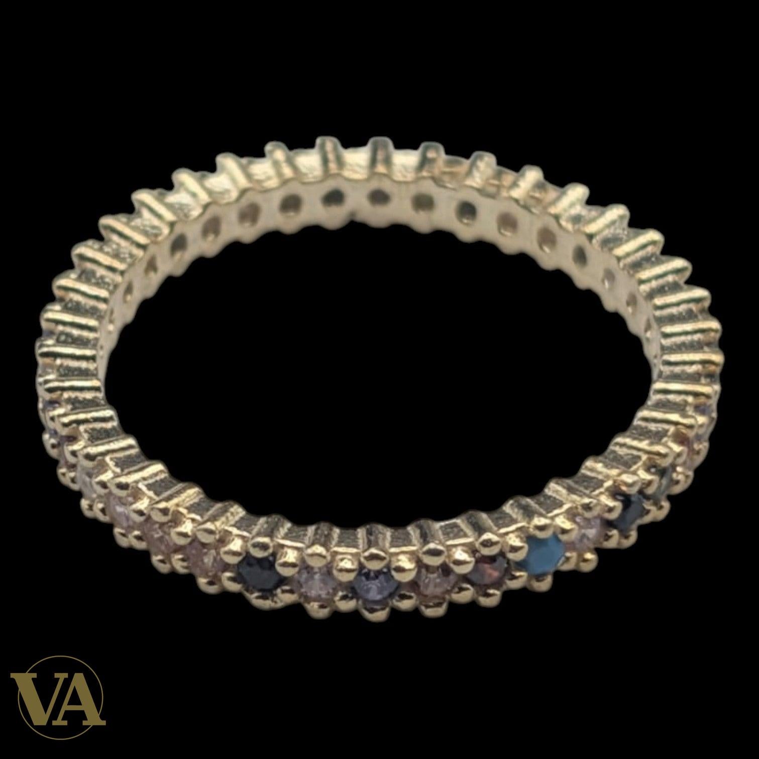 Bague femmes Argent Plaqué Or Oxydes Multicolores