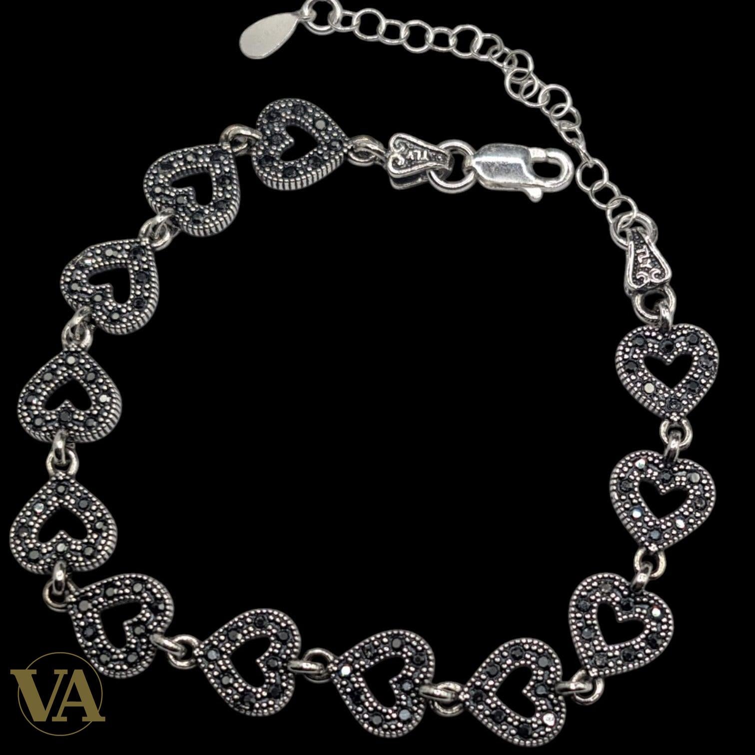 Bracelet Femme Argent 925 Cœurs Marcassite