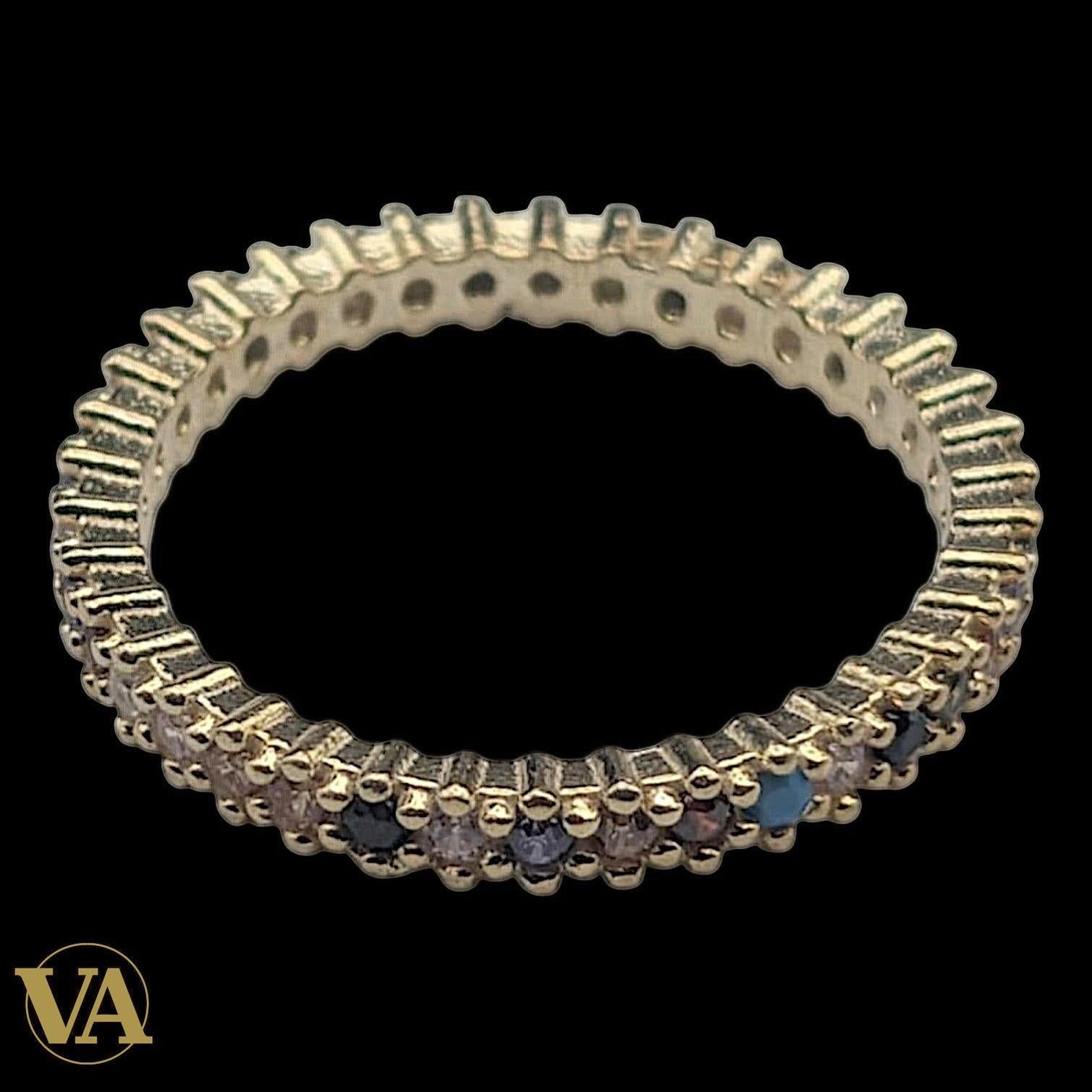 Bague femmes Argent Plaqué Or Oxydes Multicolores