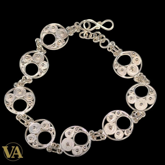 Bracelet Femme Argent 925 Massif – Cercles Filigranes Artisanaux