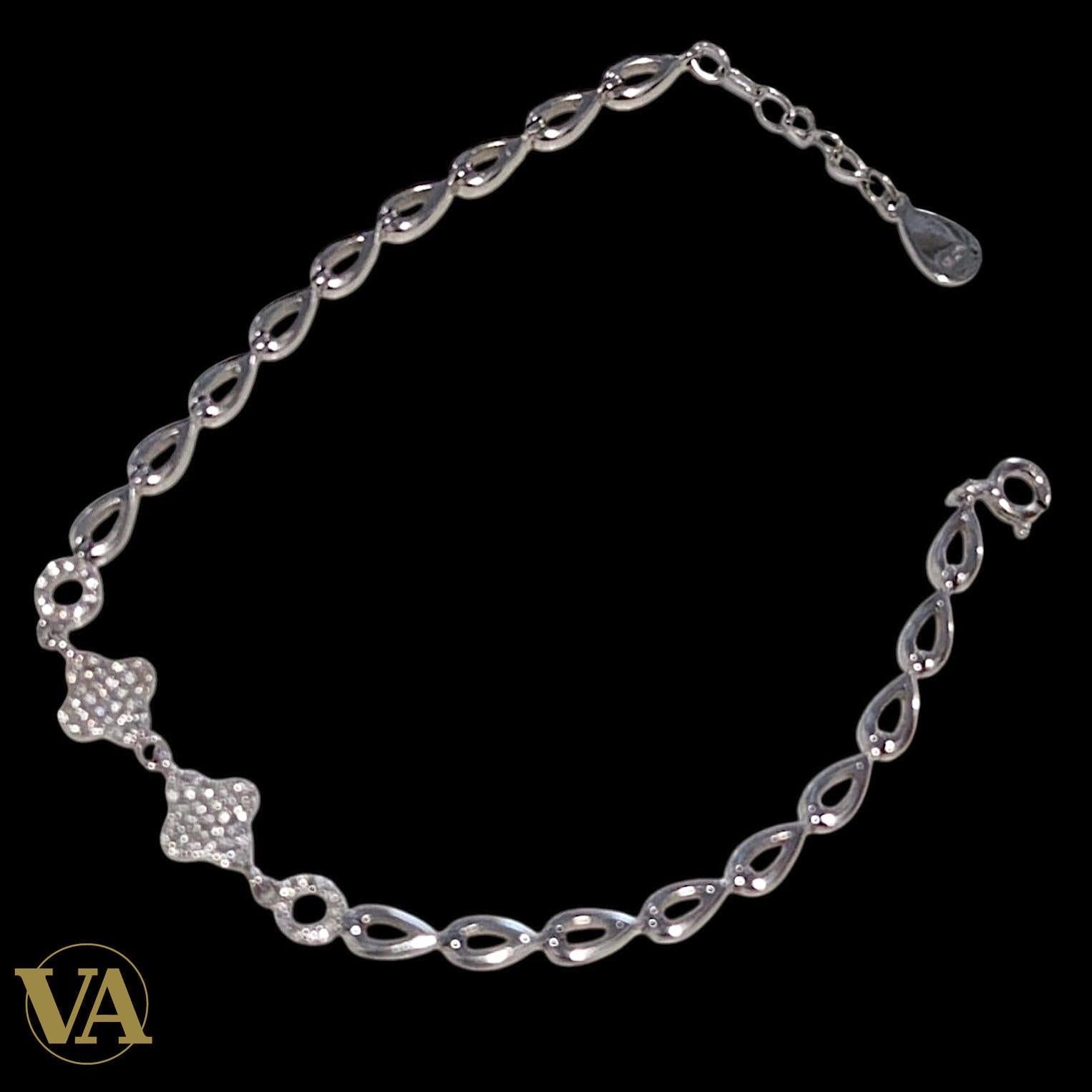 Bracelet Femme Argent 925 Maillons Feuilles Ajourées