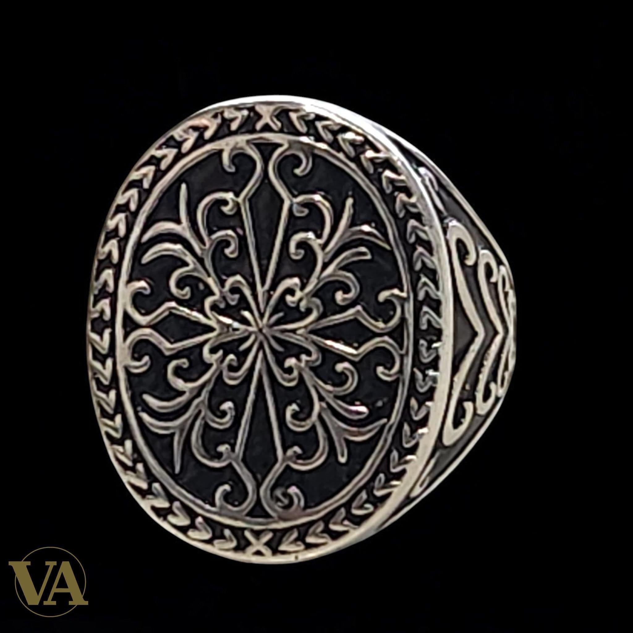 Bague homme argent 925 motif oriental ciselé - Argent 925 - Vindicta