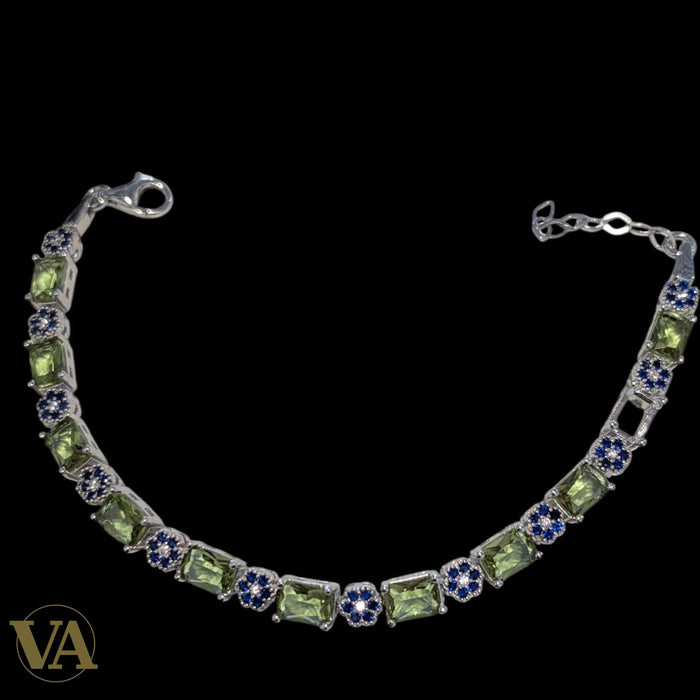 Bracelet Femme Argent 925 Sultanite Reflets Changeants Vintage