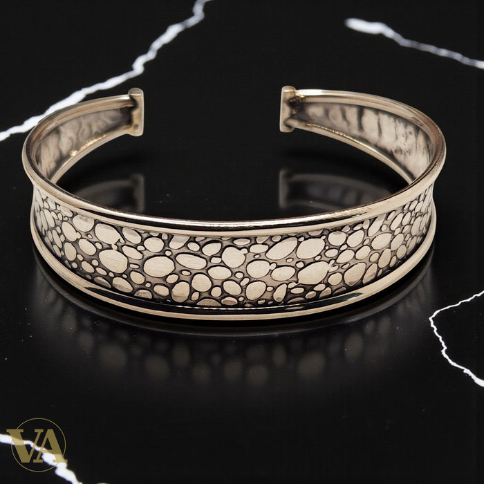 Bracelet Jonc Femme Argent 925 – Motif Galet Texturé