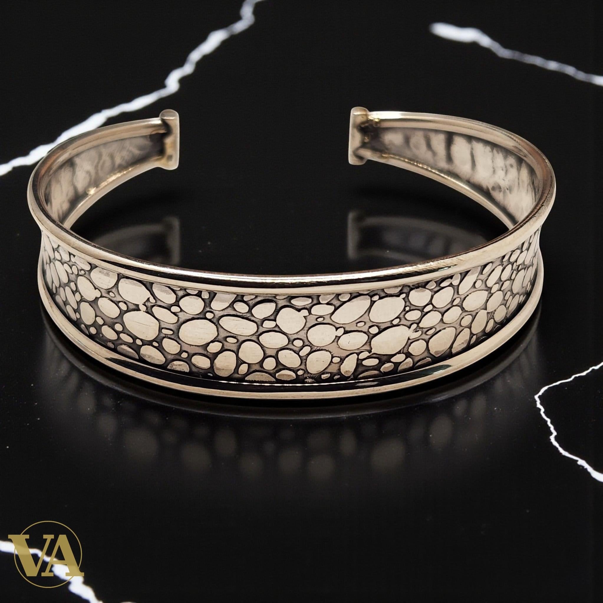 Bracelet Jonc Femme Argent 925 – Motif Galet Texturé | Bijoux Vindicta