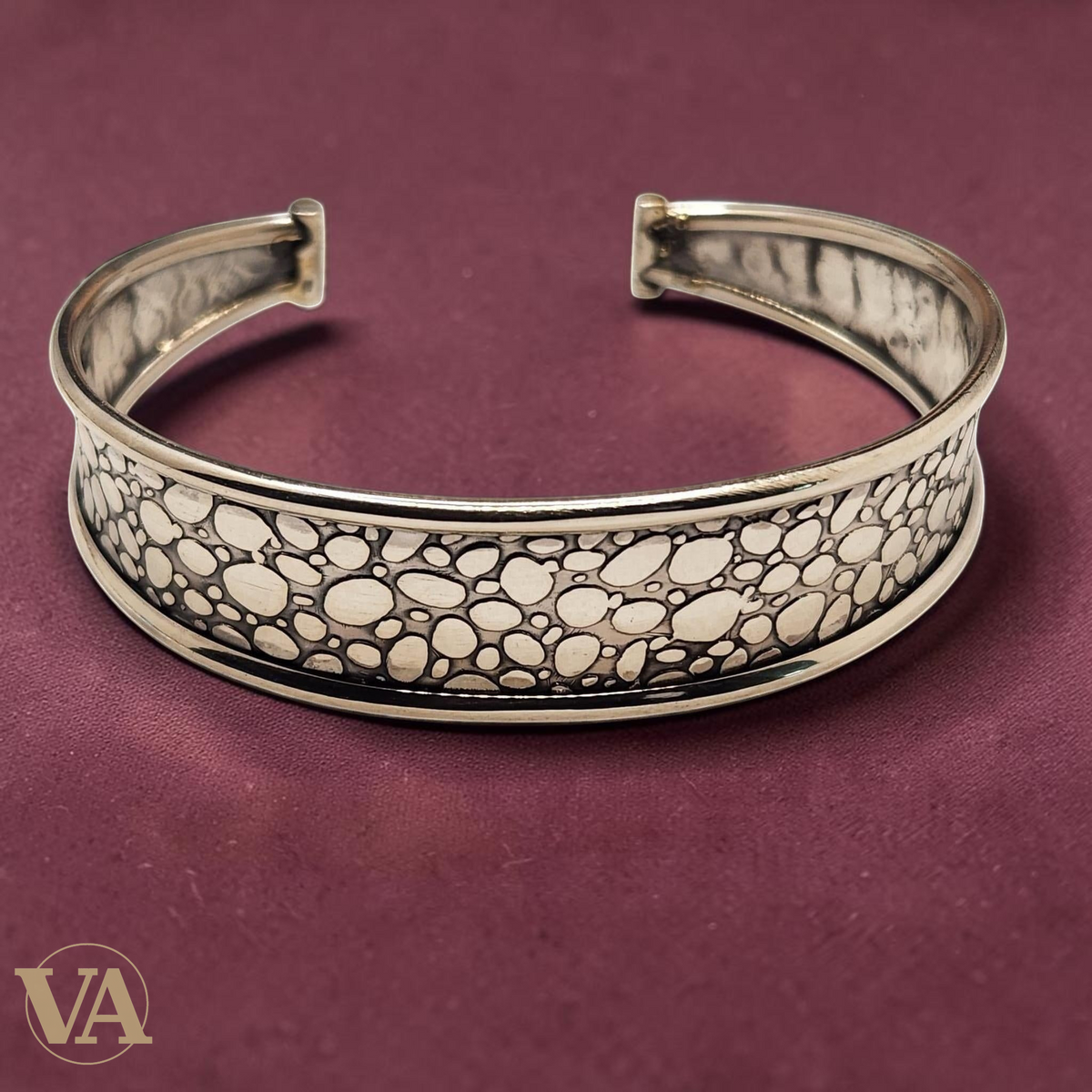 Bracelet Jonc Femme Argent 925 – Motif Galet Texturé