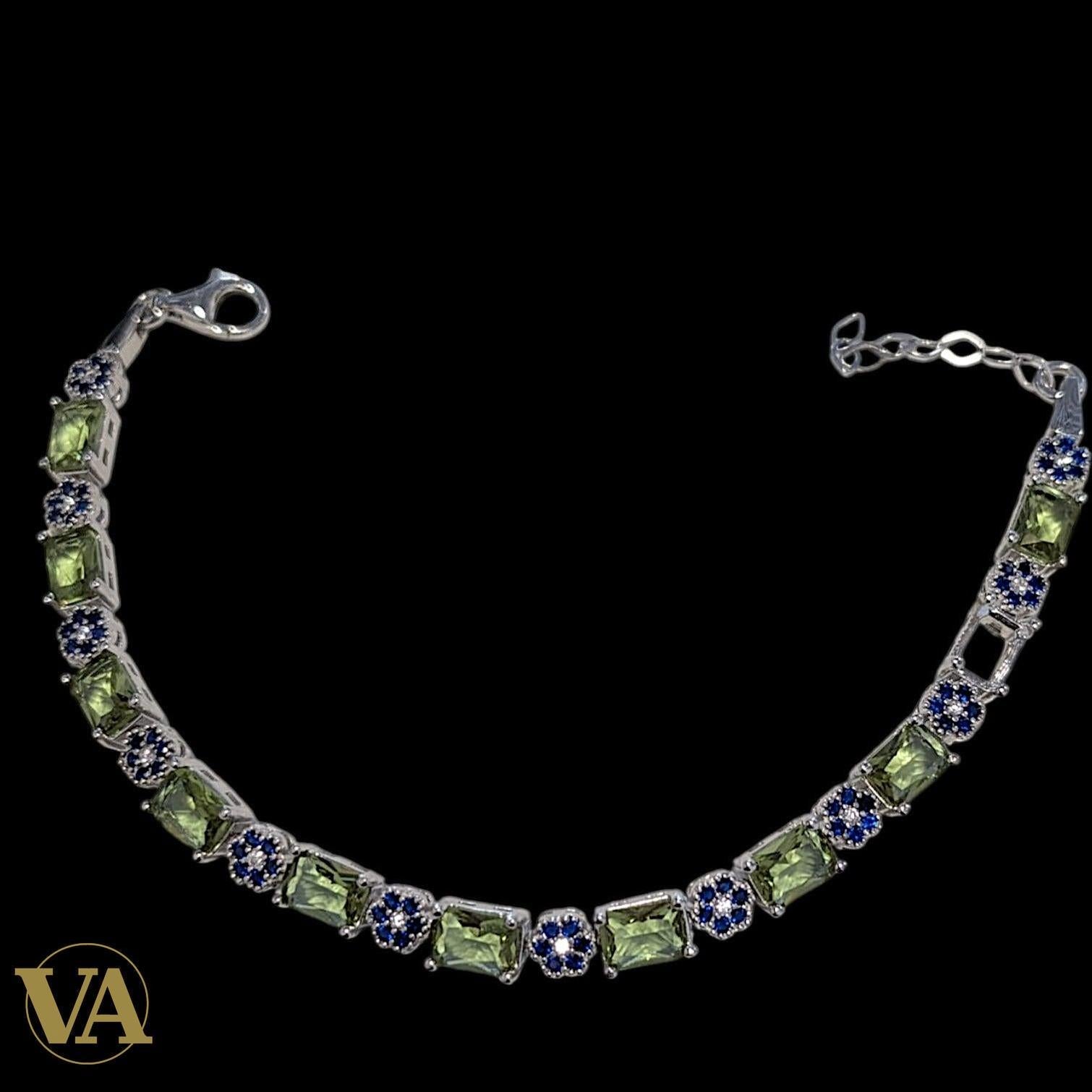 Bracelet Femme Argent 925 Sultanite Reflets Changeants Vintage