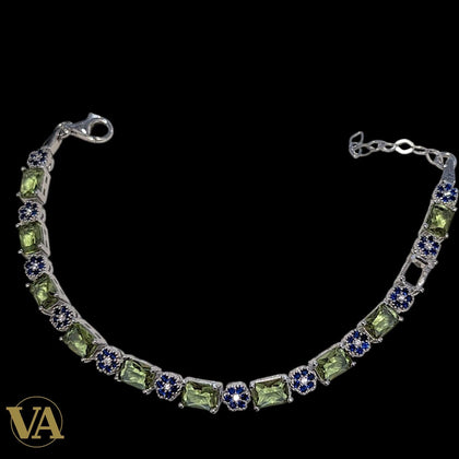 Bracelet Femme Argent 925 Sultanite Reflets Changeants Vintage