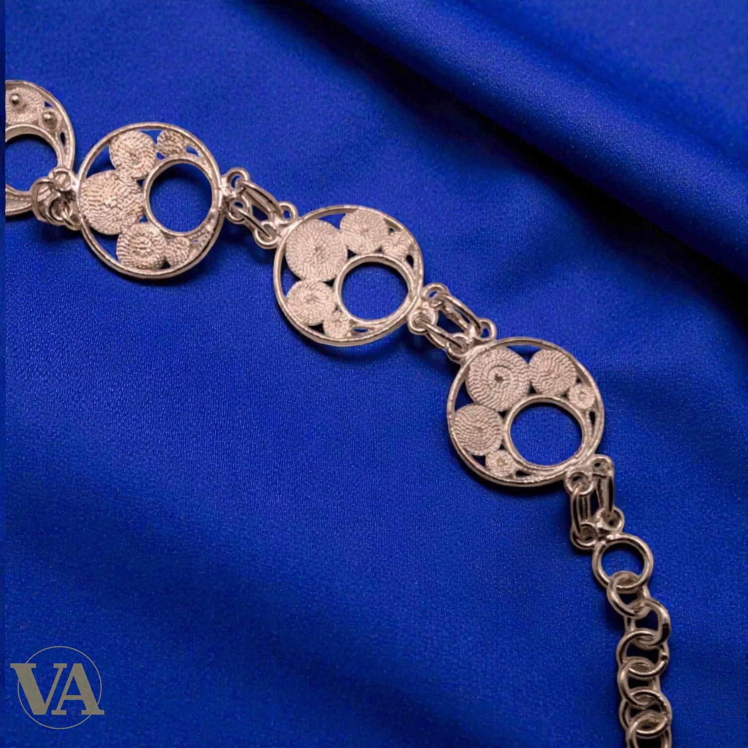 Bracelet Femme Argent 925 Massif – Cercles Filigranes Artisanaux