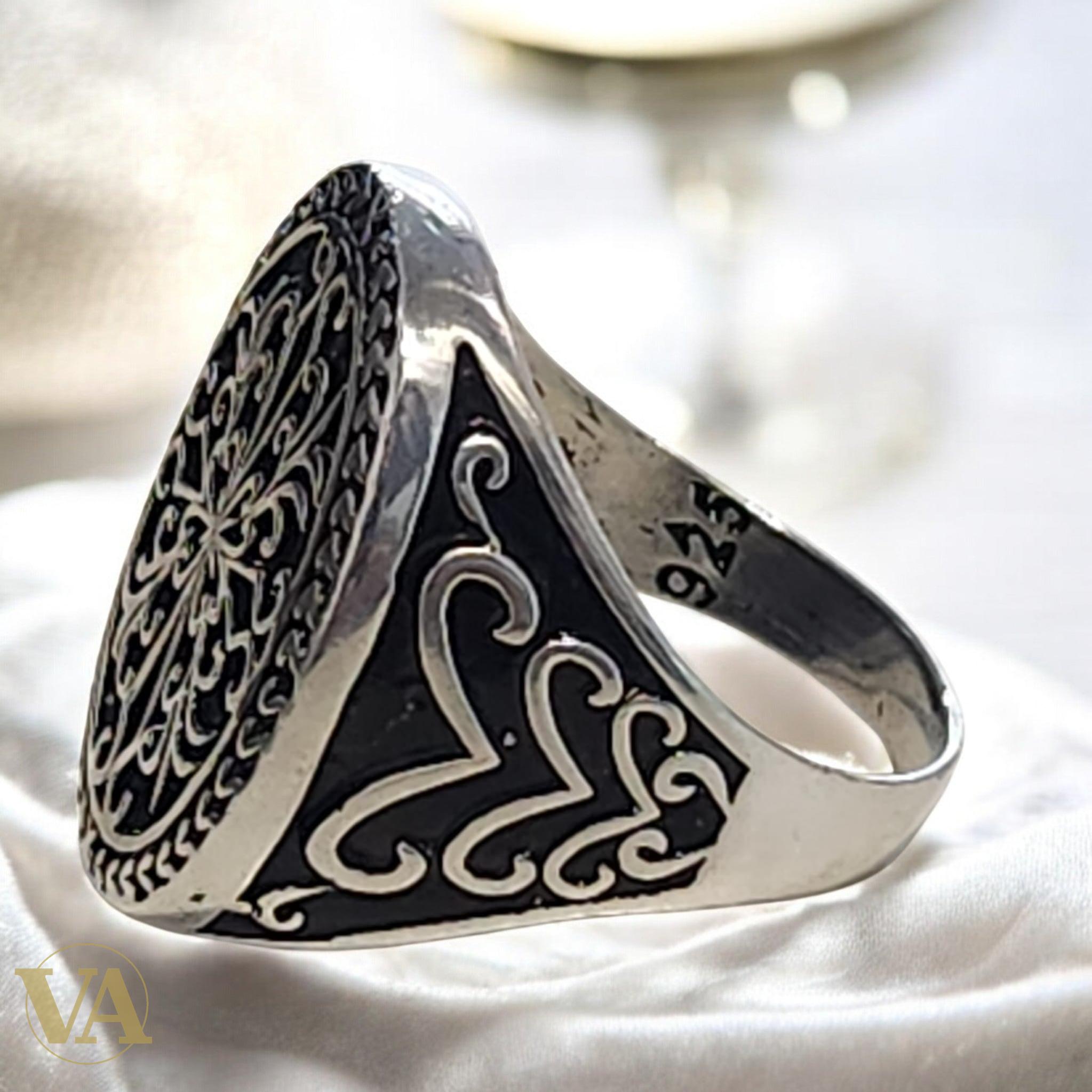 Bague homme argent 925 motif oriental ciselé