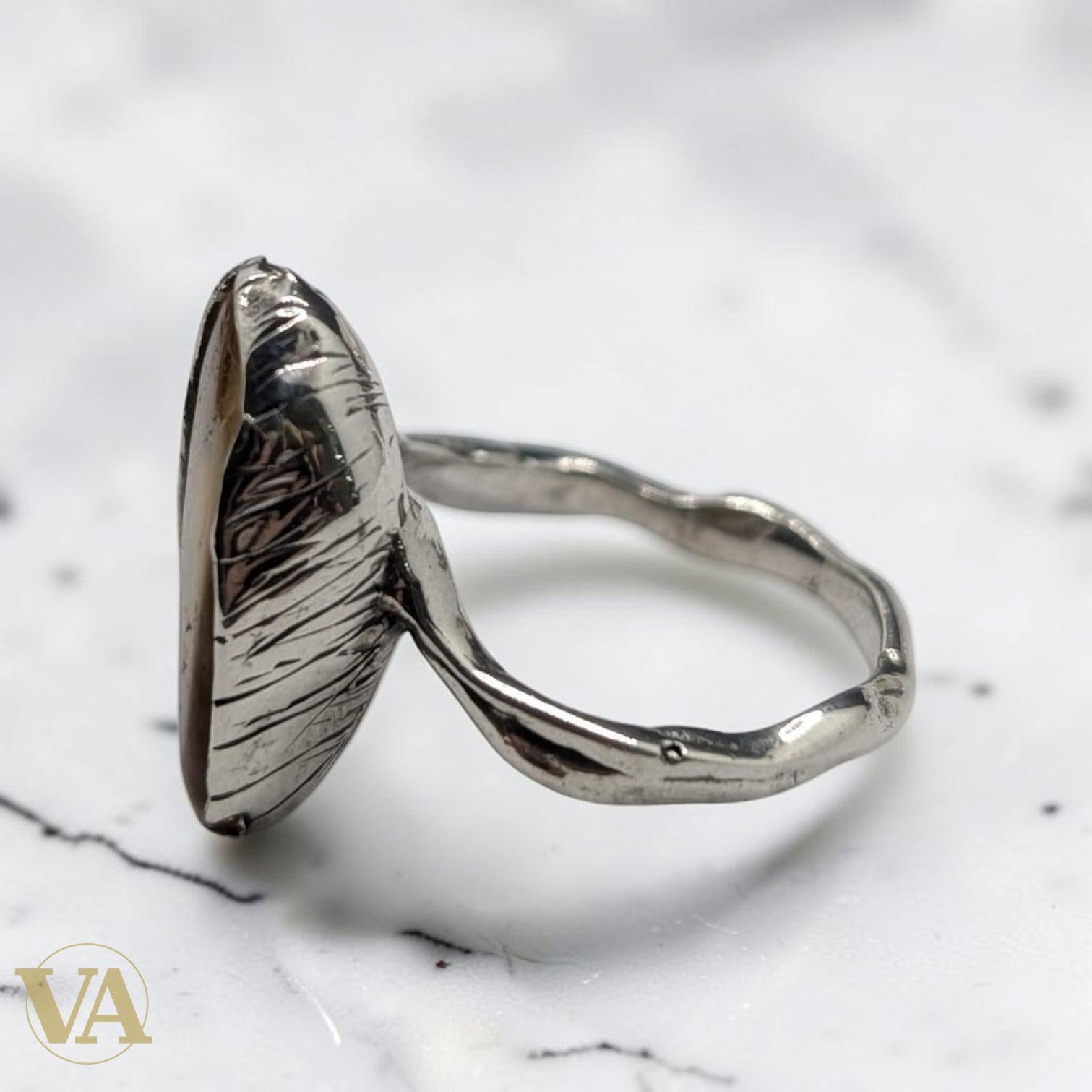 Bague Femme Argent 925 Ambre Jaune – Pierre Brute & Feuilles Ciselées-Vindicta : Bijoux Argent 925 Massif, Luxe et Héritage