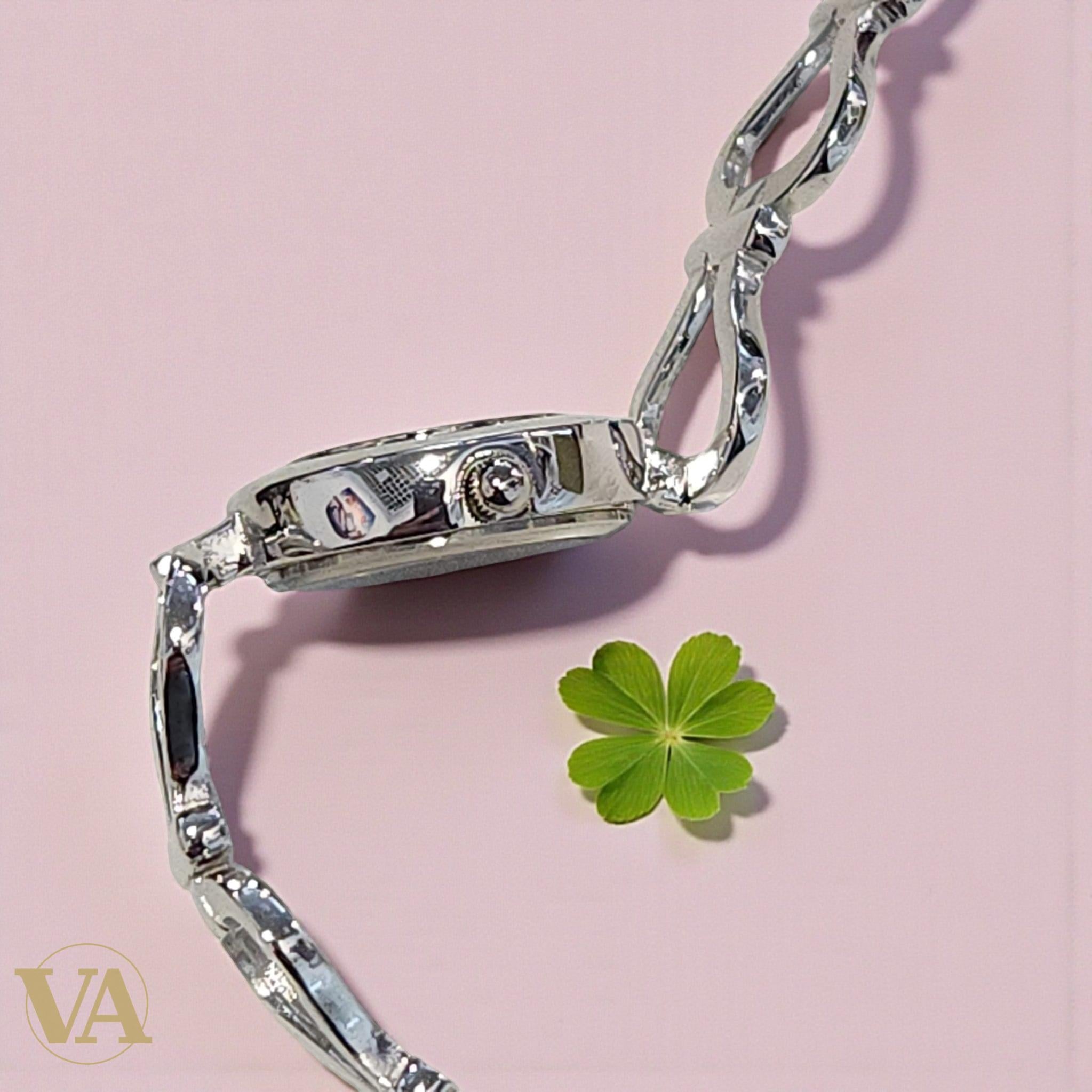 Montre Femme Argent 925 – Bracelet Cœurs & Cadran Rond Quartz