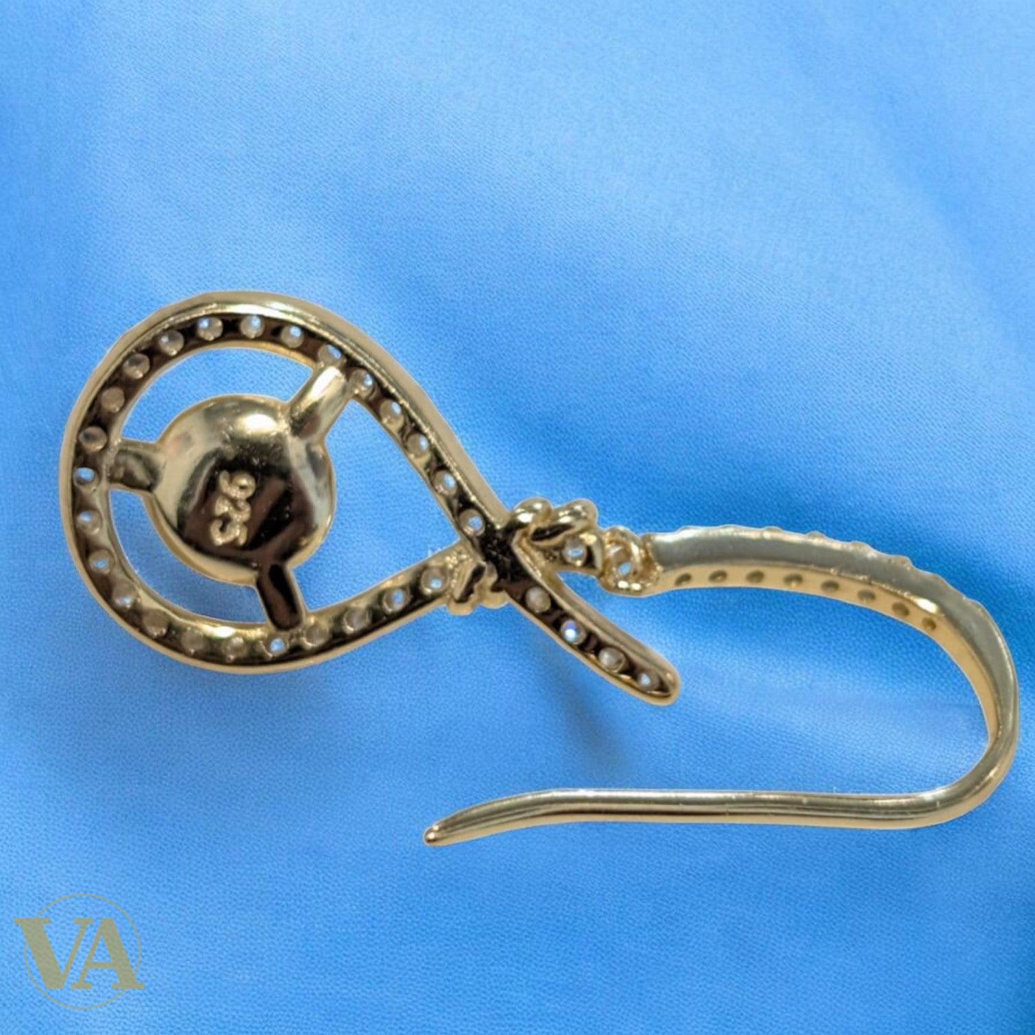 Boucles d’oreilles femme en argent plaqué or, perles & oxydes de zirconium