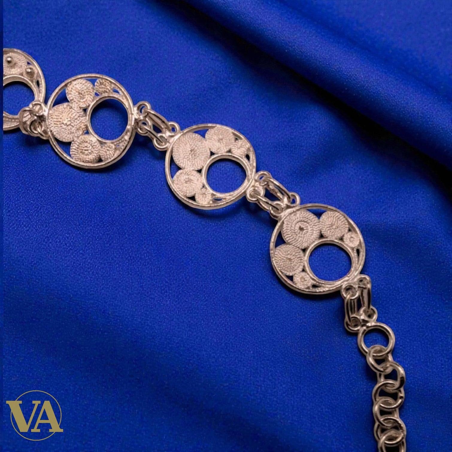 Bracelet Femme Argent 925 Massif – Cercles Filigranes Artisanaux | Bijoux Vindicta
