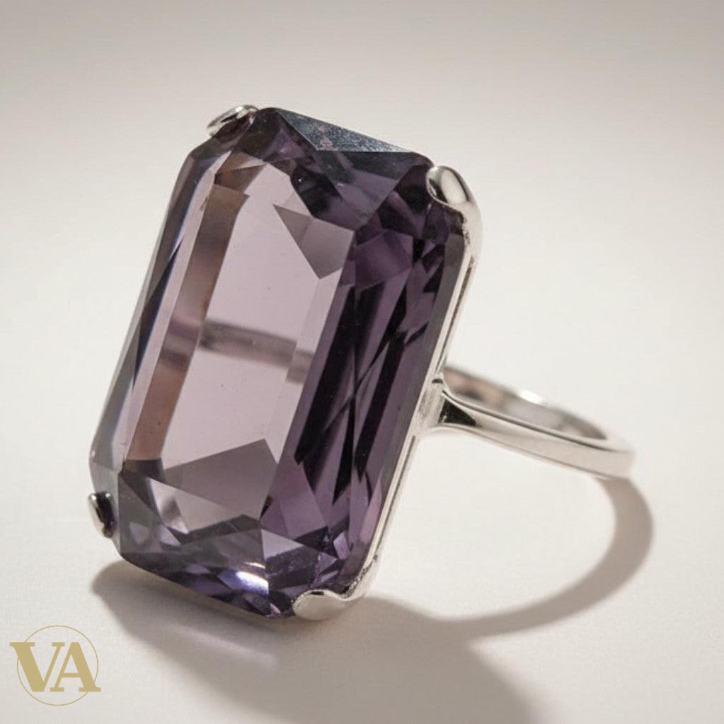 Bague femme argent 925 Améthyste taille émeraude-Vindicta : Bijoux Argent 925 Massif, Luxe et Héritage
