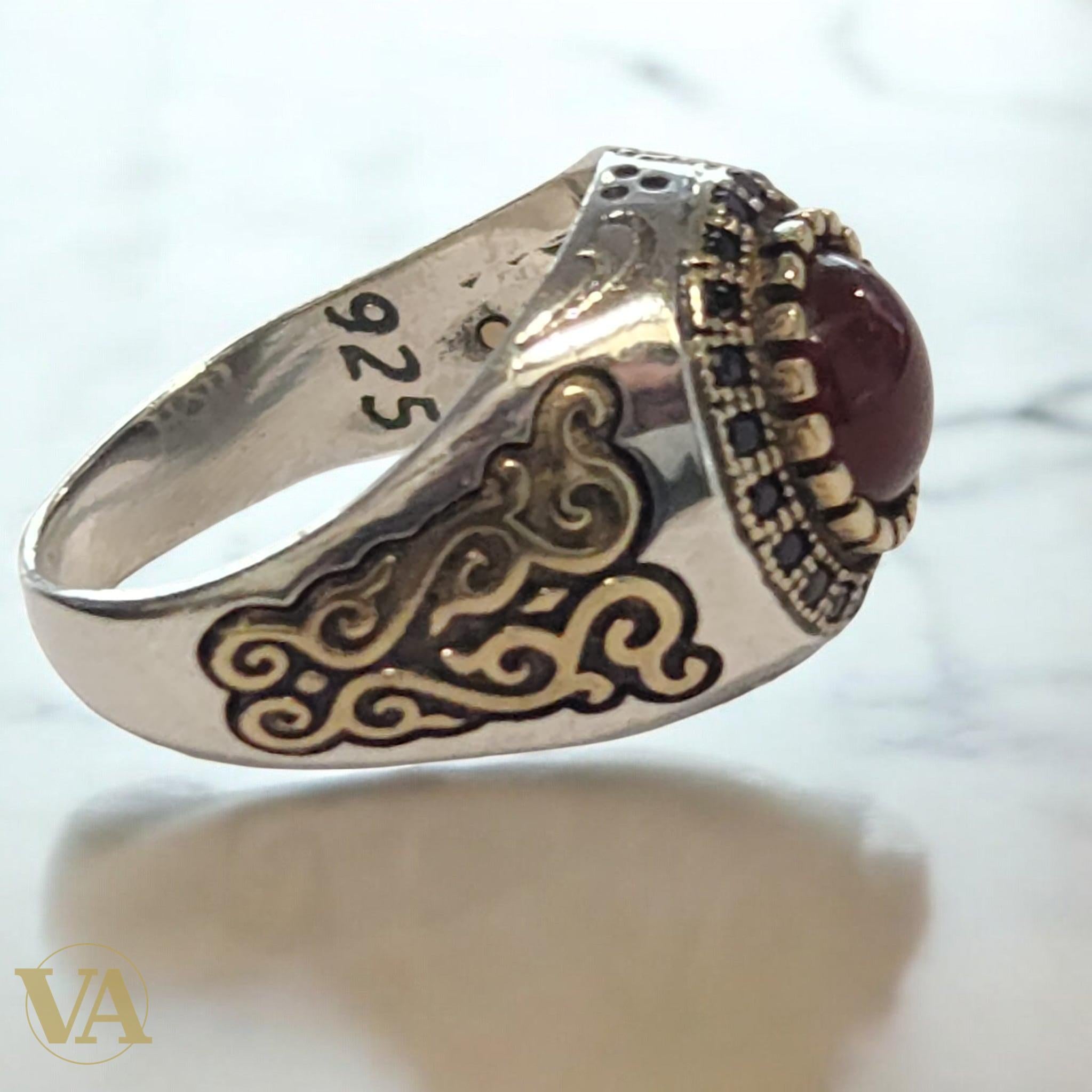 Bague Homme Argent 925 Cornaline – Style Ottoman & Élégance