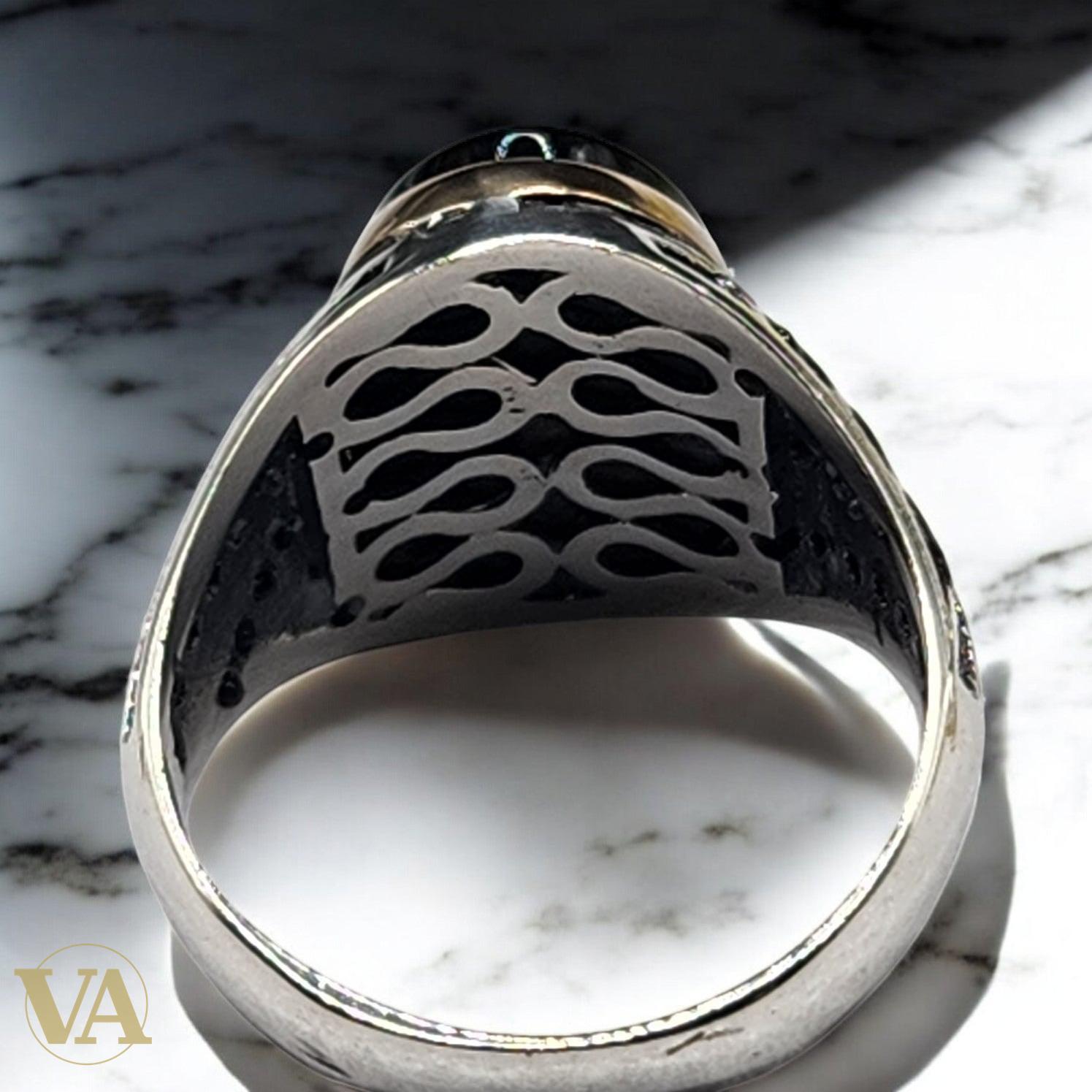 Bague homme argent 925 avec onyx noir