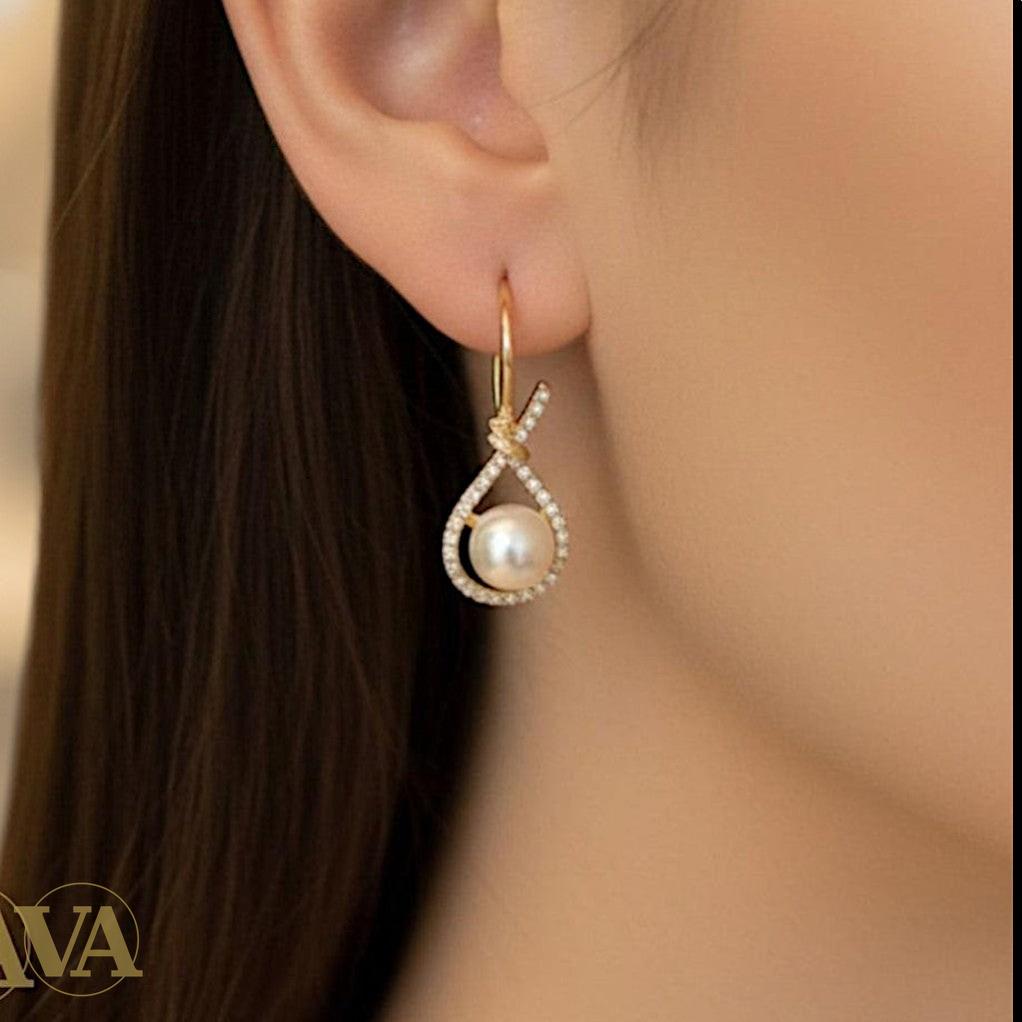 Boucles d’oreilles femme en argent plaqué or, perles & oxydes de zirconium-Vindicta : Bijoux Argent 925 Massif, Luxe et Héritage