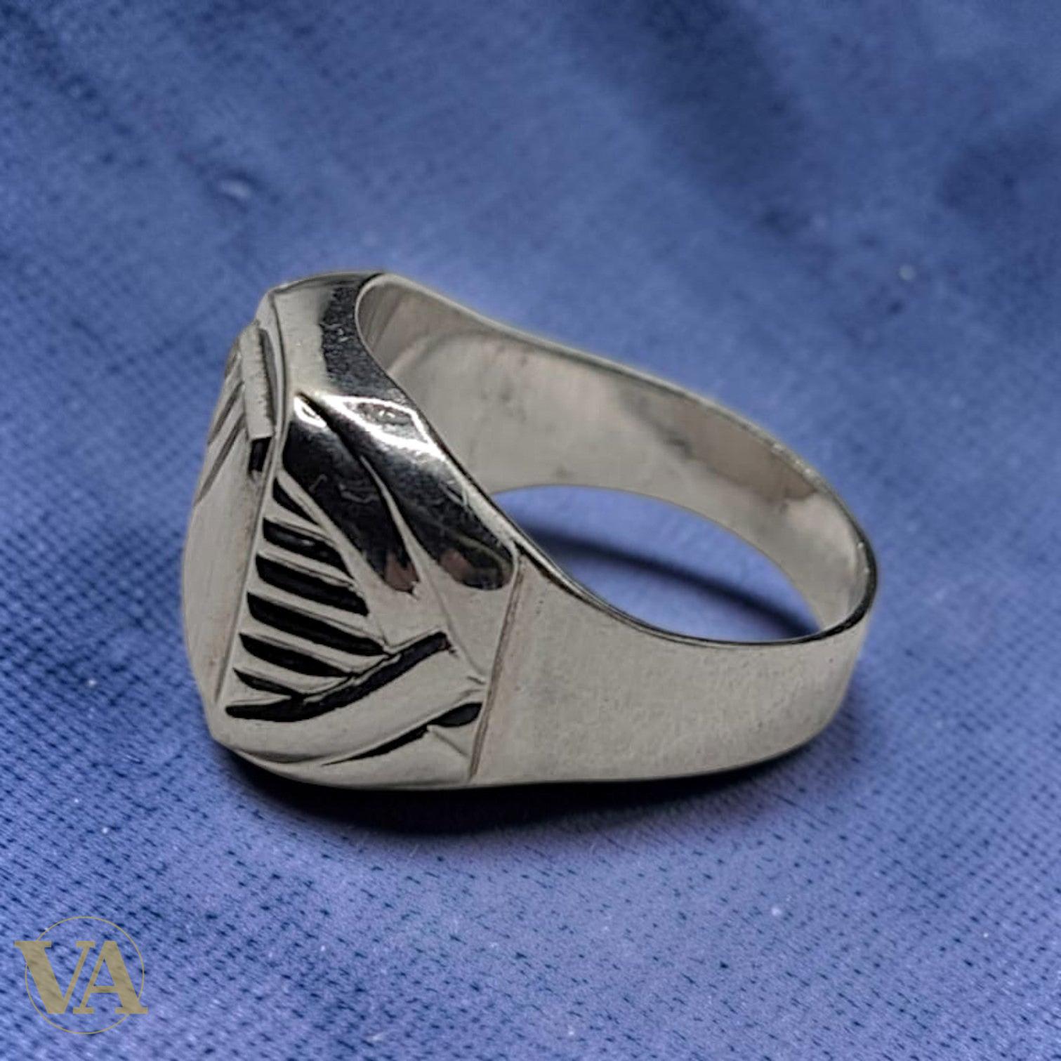 Chevalière Homme Argent 925 Plateau Brossé Rayures Diagonales | Bijoux Vindicta