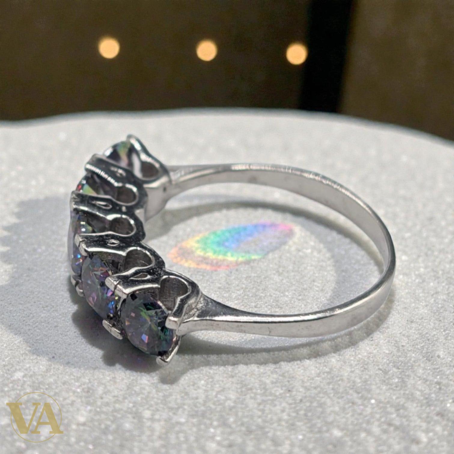 Bague femme Argent 925 Massif Topaze Mystique Multi-Pierres