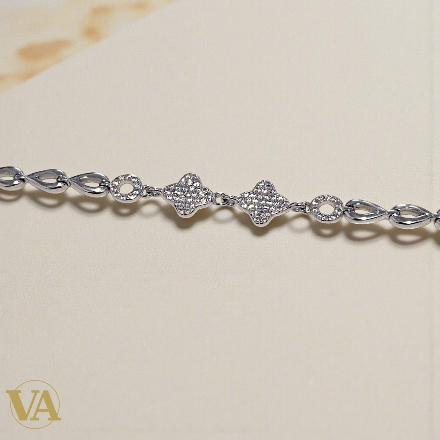 Bracelet Femme Argent 925 Maillons Feuilles Ajourées