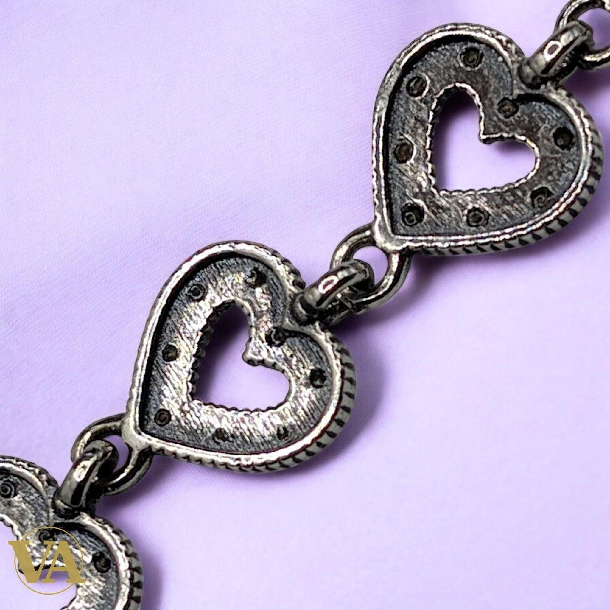 Bracelet Femme Argent 925 Cœurs Marcassite Vintage | Bijoux Vindicta