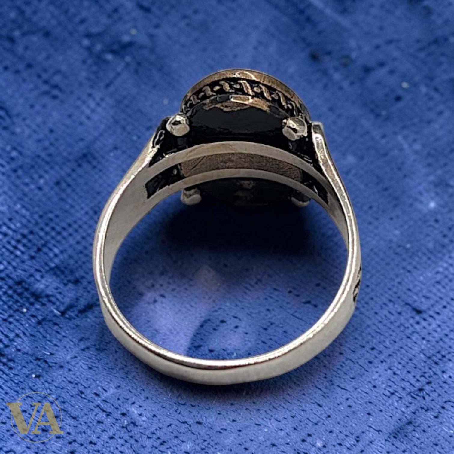 Chevalière Homme Argent 925 & Onyx – Épées Croisées Plaqué Or Rose | Bijoux Vindicta