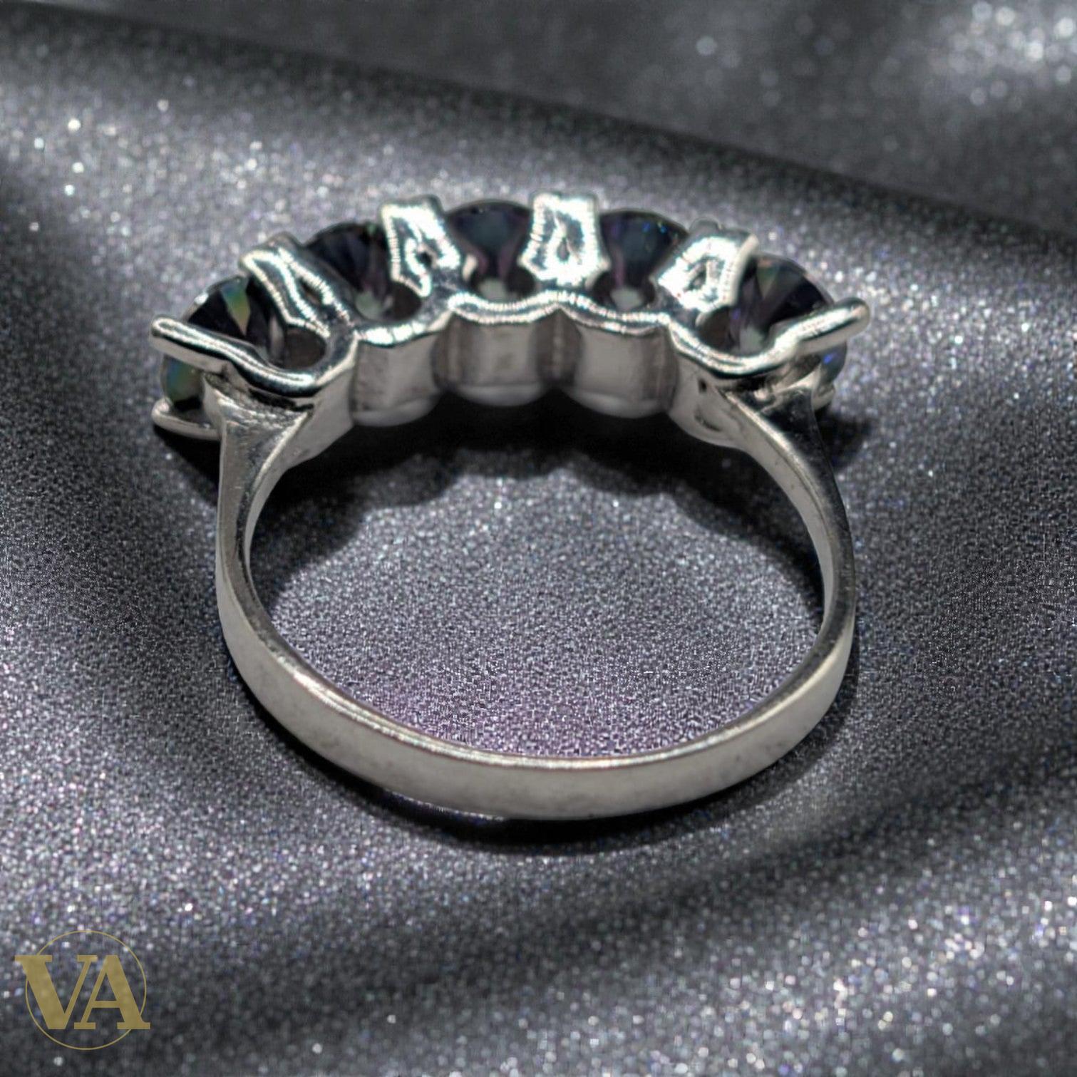 Bague femme Argent 925 Massif Topaze Mystique Multi-Pierres