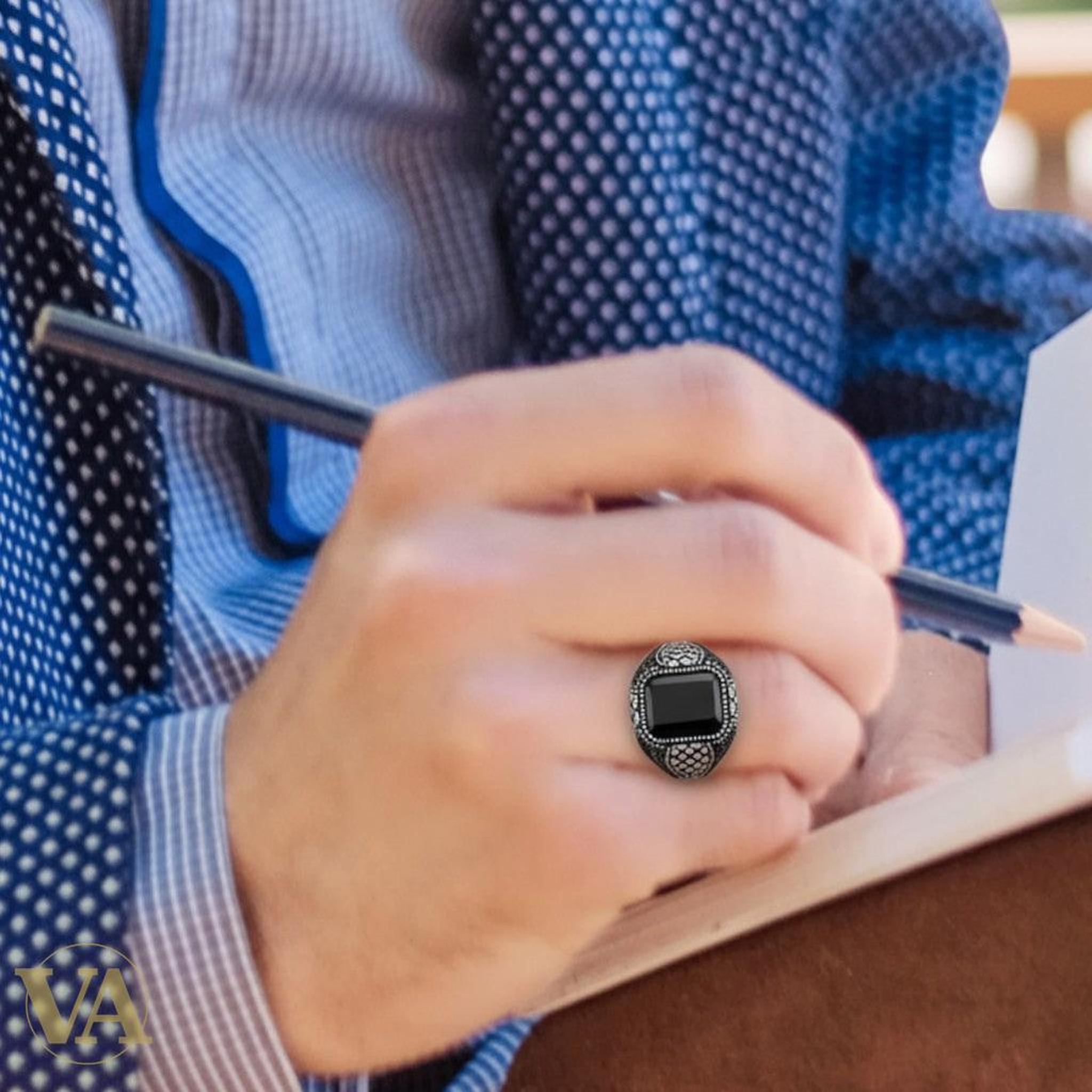 Bague Homme Argent 925 Onyx Noire – Élégance & Force | Bijoux Vindicta