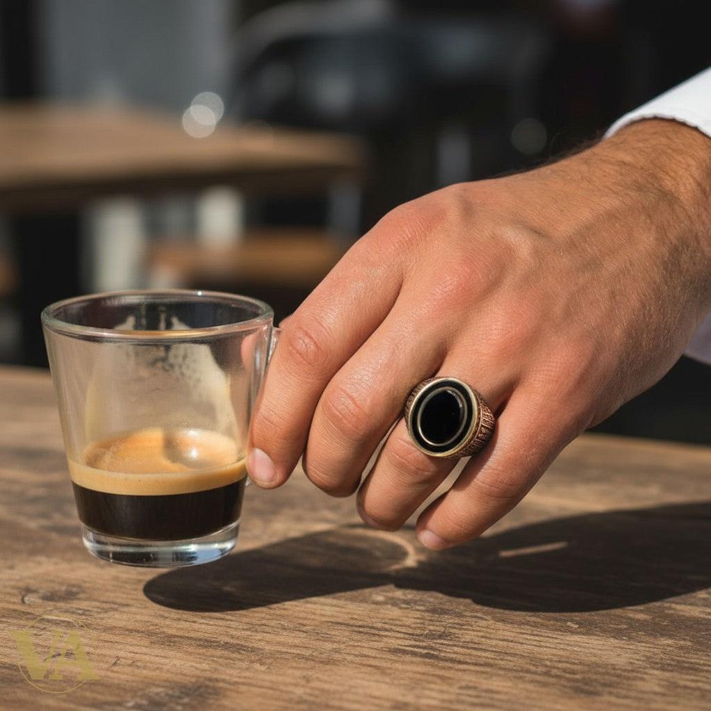 Bague homme argent 925 avec onyx noir