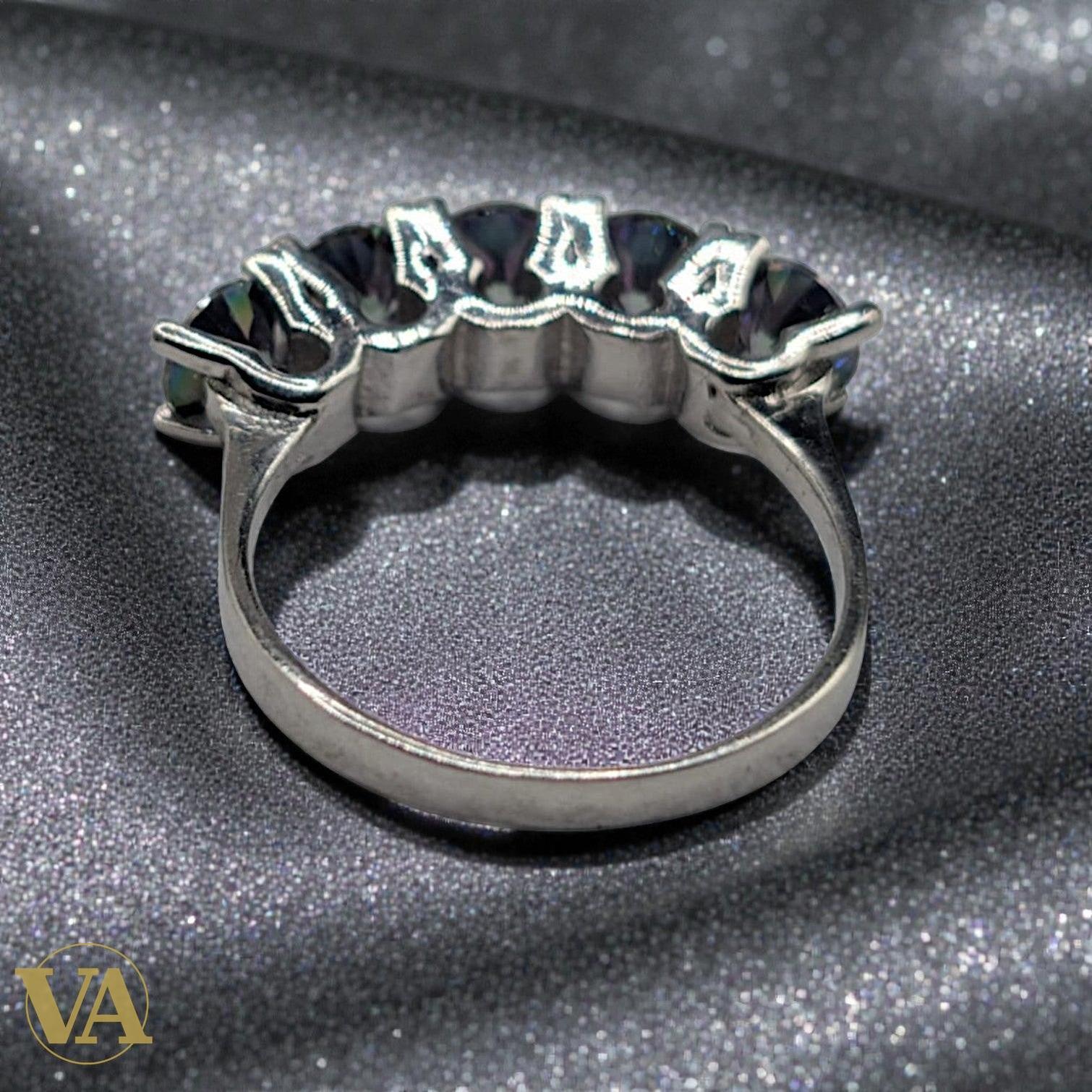 Bague femme Argent 925 Massif Topaze Mystique Multi-Pierres | Bijoux Vindicta
