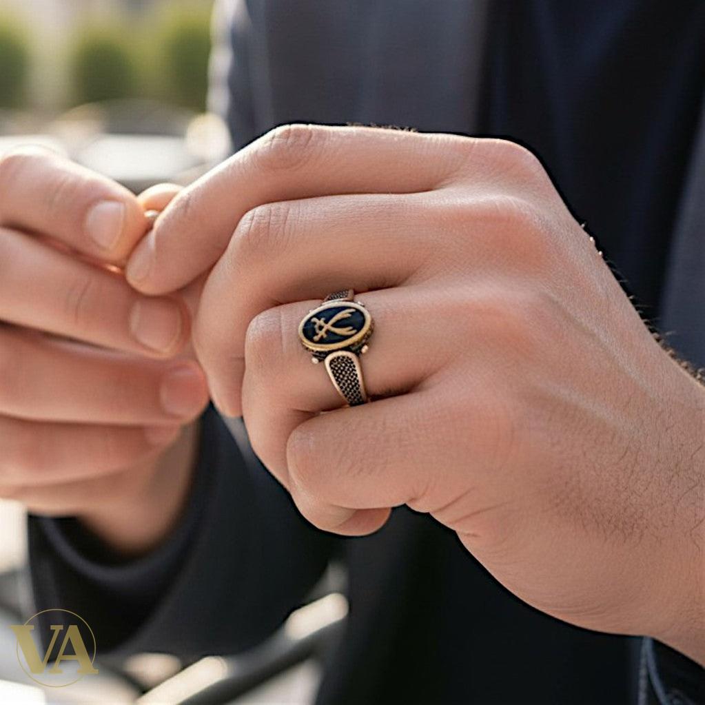 Chevalière Homme Argent 925 & Onyx – Épées Croisées Plaqué Or Rose