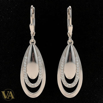 Boucles d'Oreilles Femme Pendantes Argent 925 – Triple Anneau & Zirconium