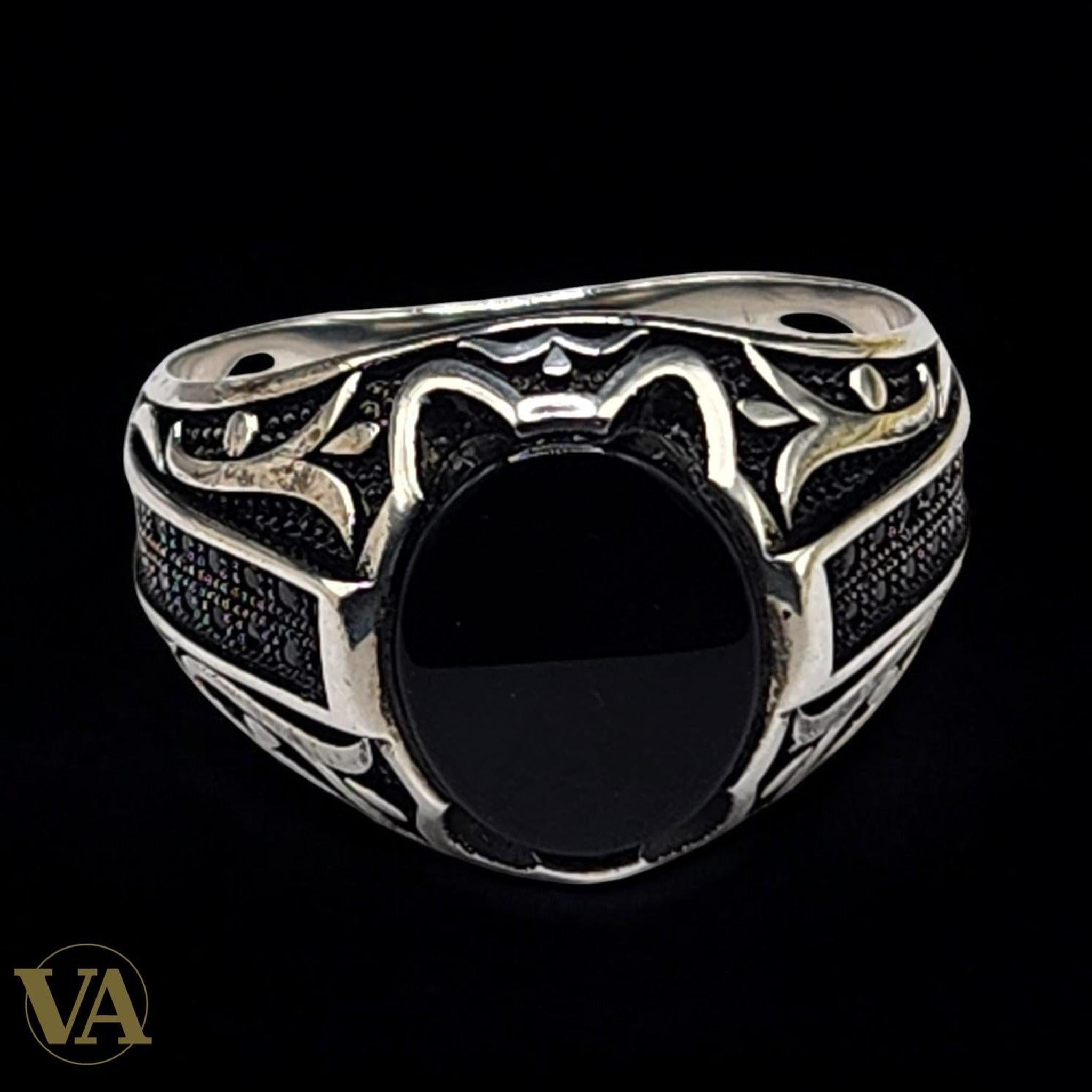 Bague homme argent 925 avec onyx noir - Argent 925 - Vindicta