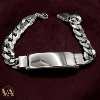 Bracelet Homme Argent 925 – Gourmette & Plaque 40 mm