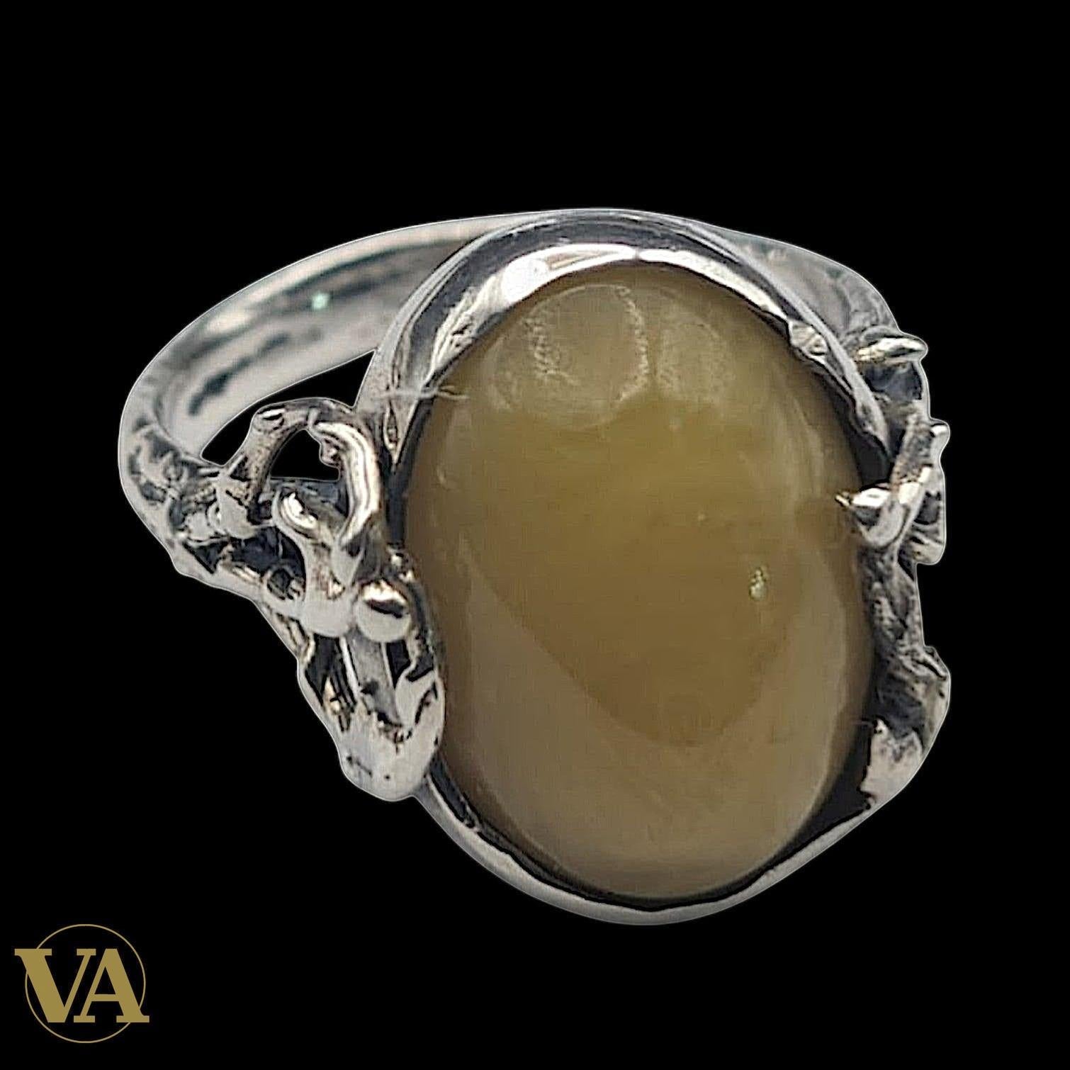 Bague femmes Argent 925 Agate Jaune Naturelle