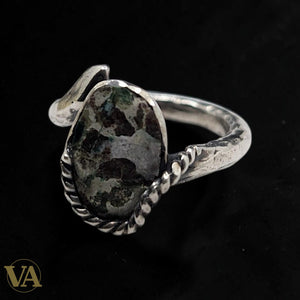 Women's Sterling Silver Ring with Natural Inclusion Quartz – Braided Band